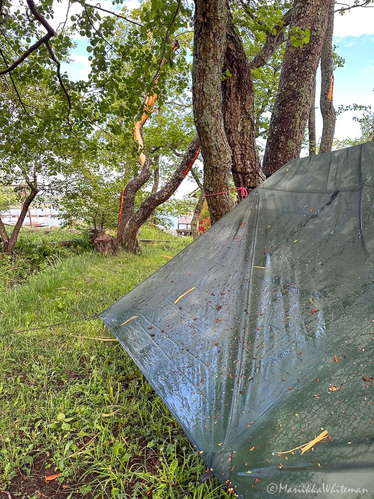 tarp in rain